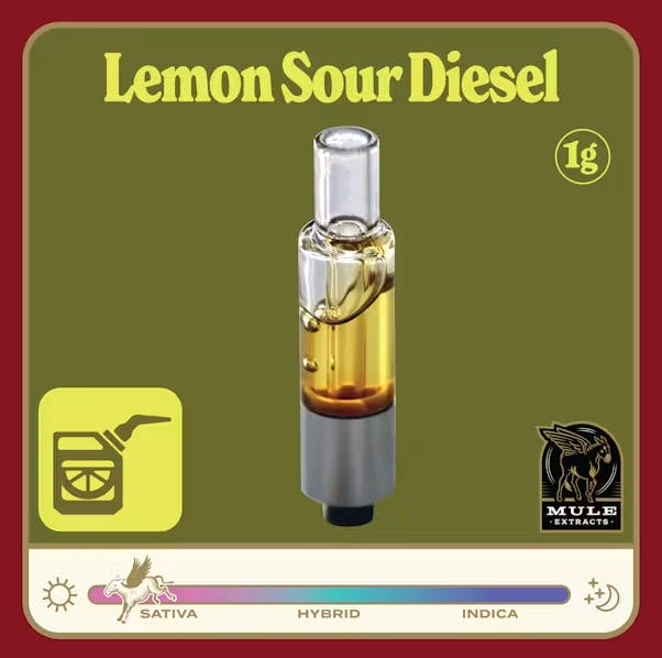 Mule Extracts - Lemon Sour Diesel | Live Resin Glass Cartridge | 1g - 1