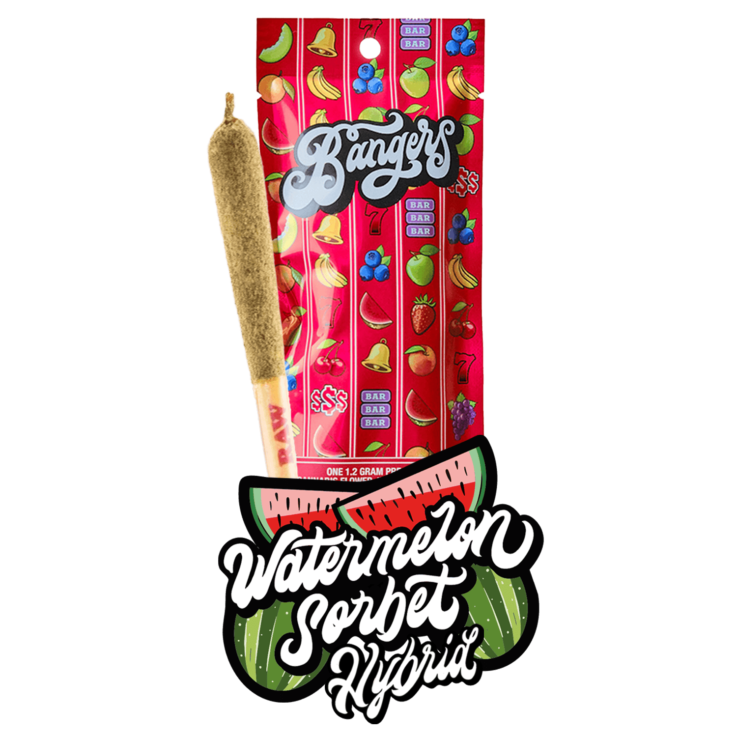 Bangers - Watermelon Sorbet - (1) 1.2 gram Pre roll - 1