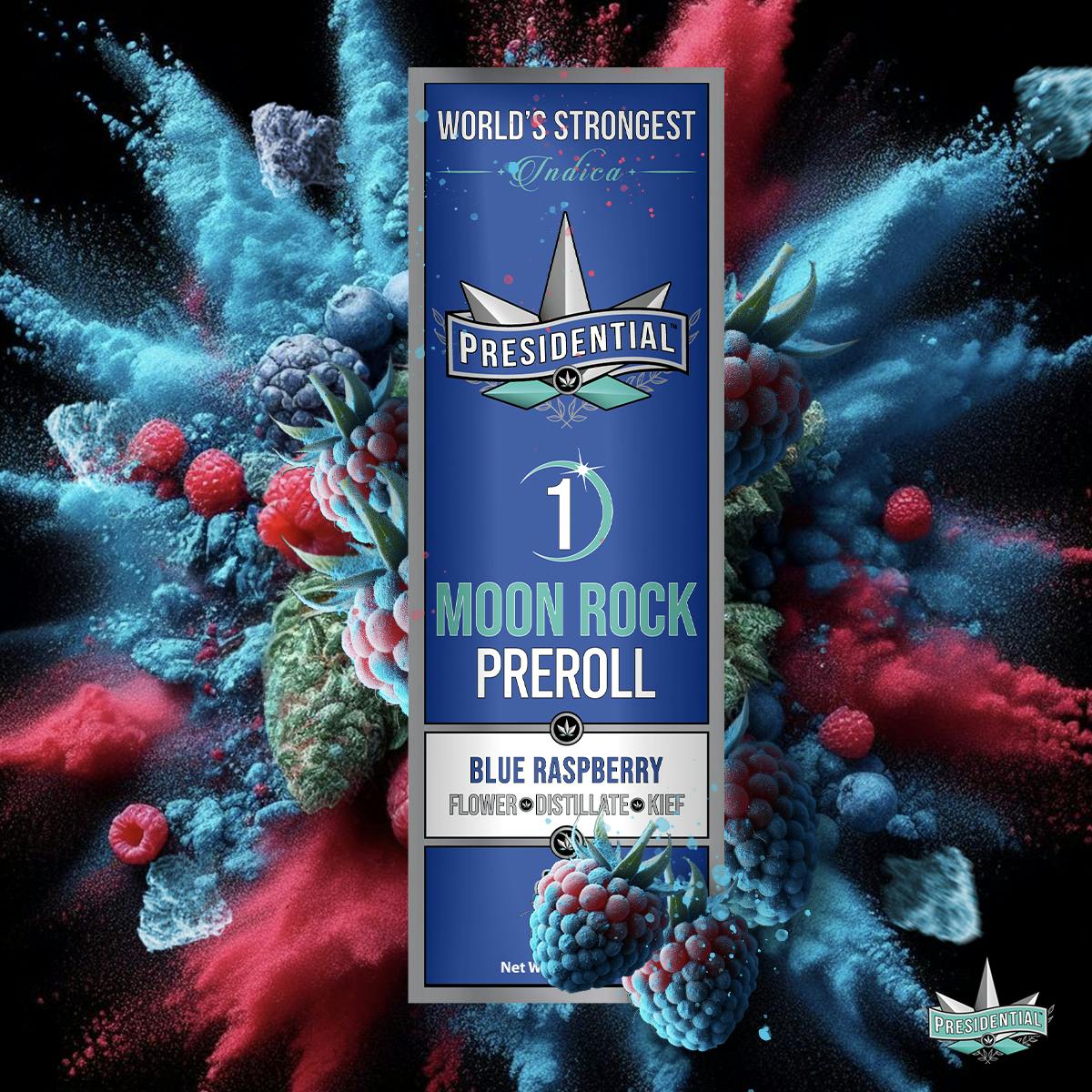 Presidential - Blue Raspberry | Moon Rock Infused Joint | 1g - 1