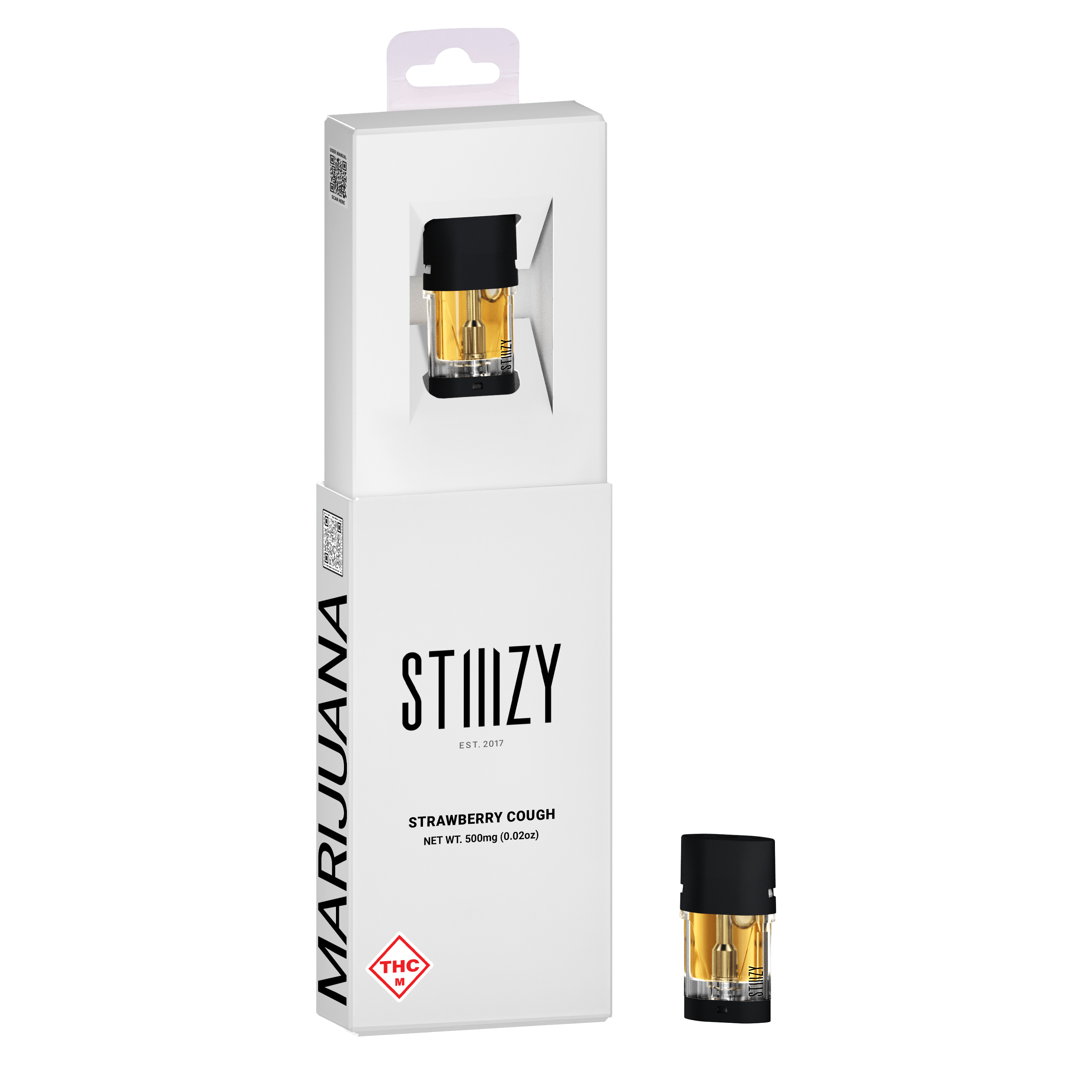 STIIIZY - Vape Cartridge - STRAWBERRY COUGH .5G Original THC Pod - STIIIZY - 1