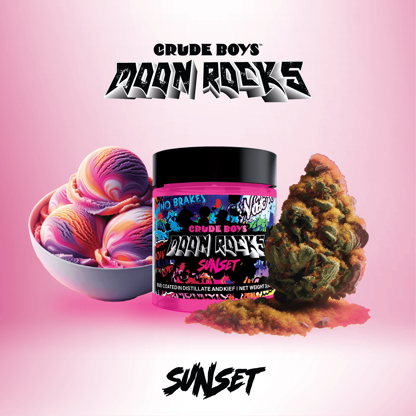 Crude Boys Concentrates - Moon Rocks | Sunset | Infused Flower | 3.5g - 1