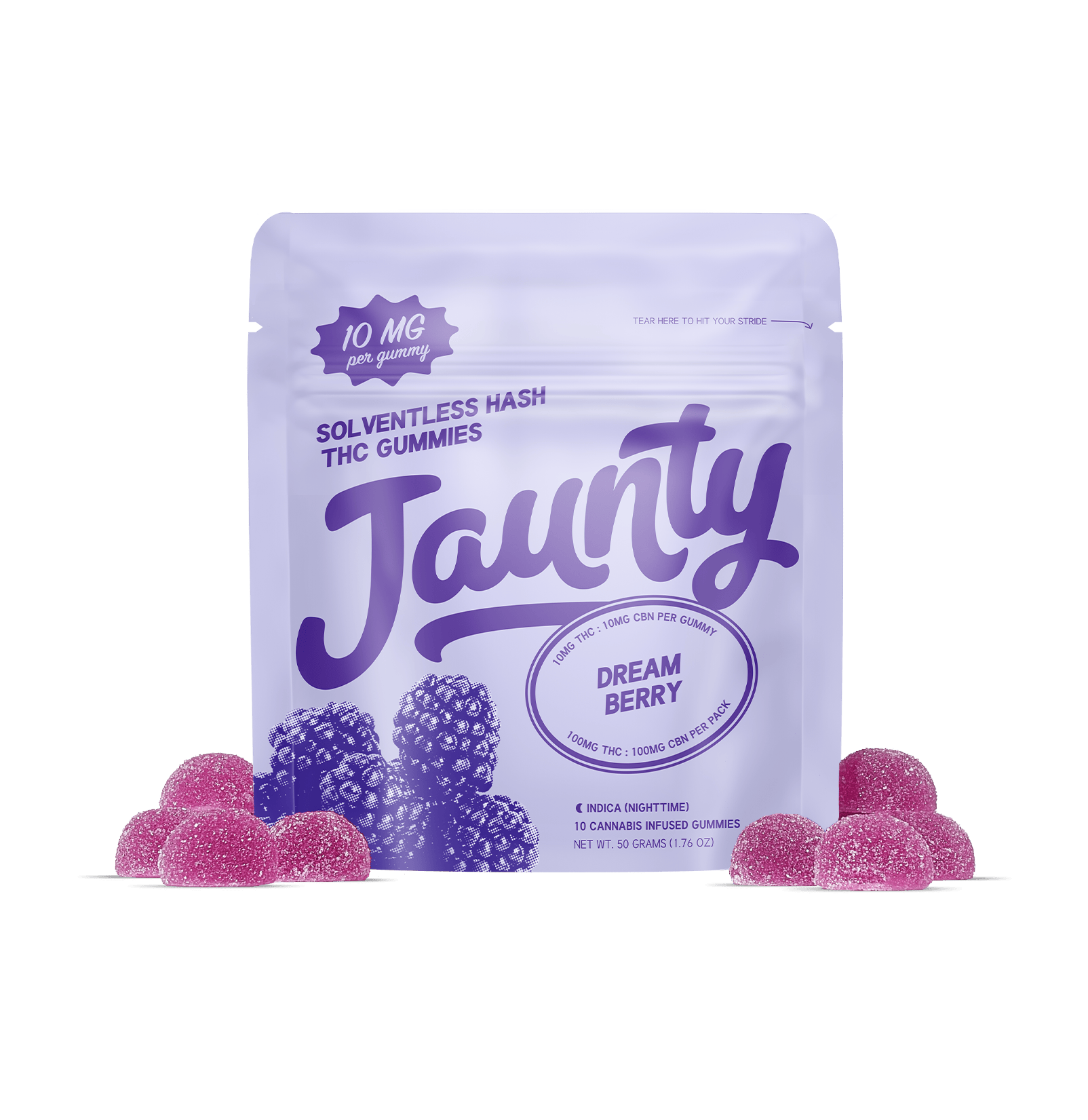 Jaunty - Dreamberry Hash Infused Gummies | 100mg | 10ct | 10mg/ea - 1