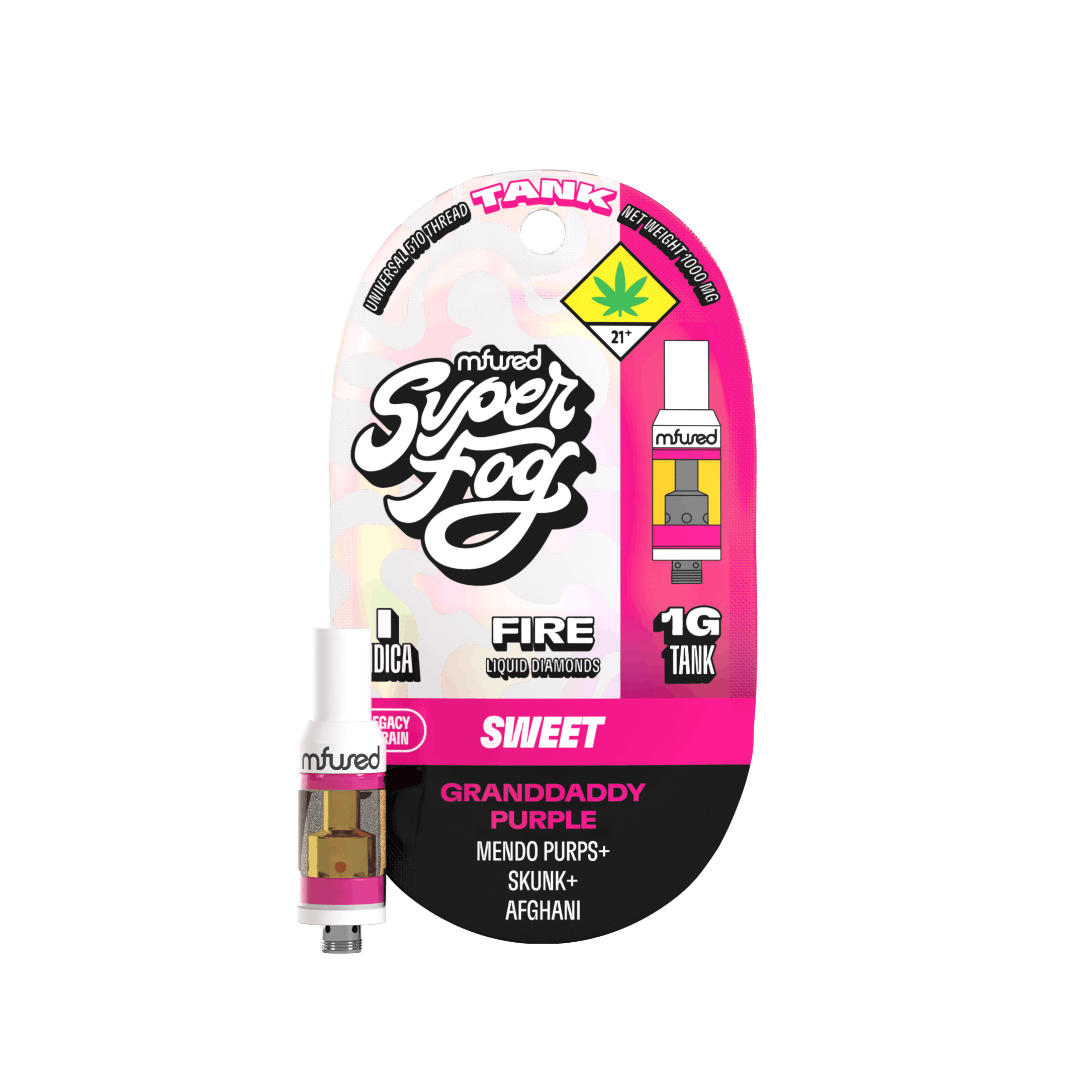 Super Fog by MFused - Granddaddy Purple | FIRE Liquid Diamonds Tank Cartridge | 1g - 1