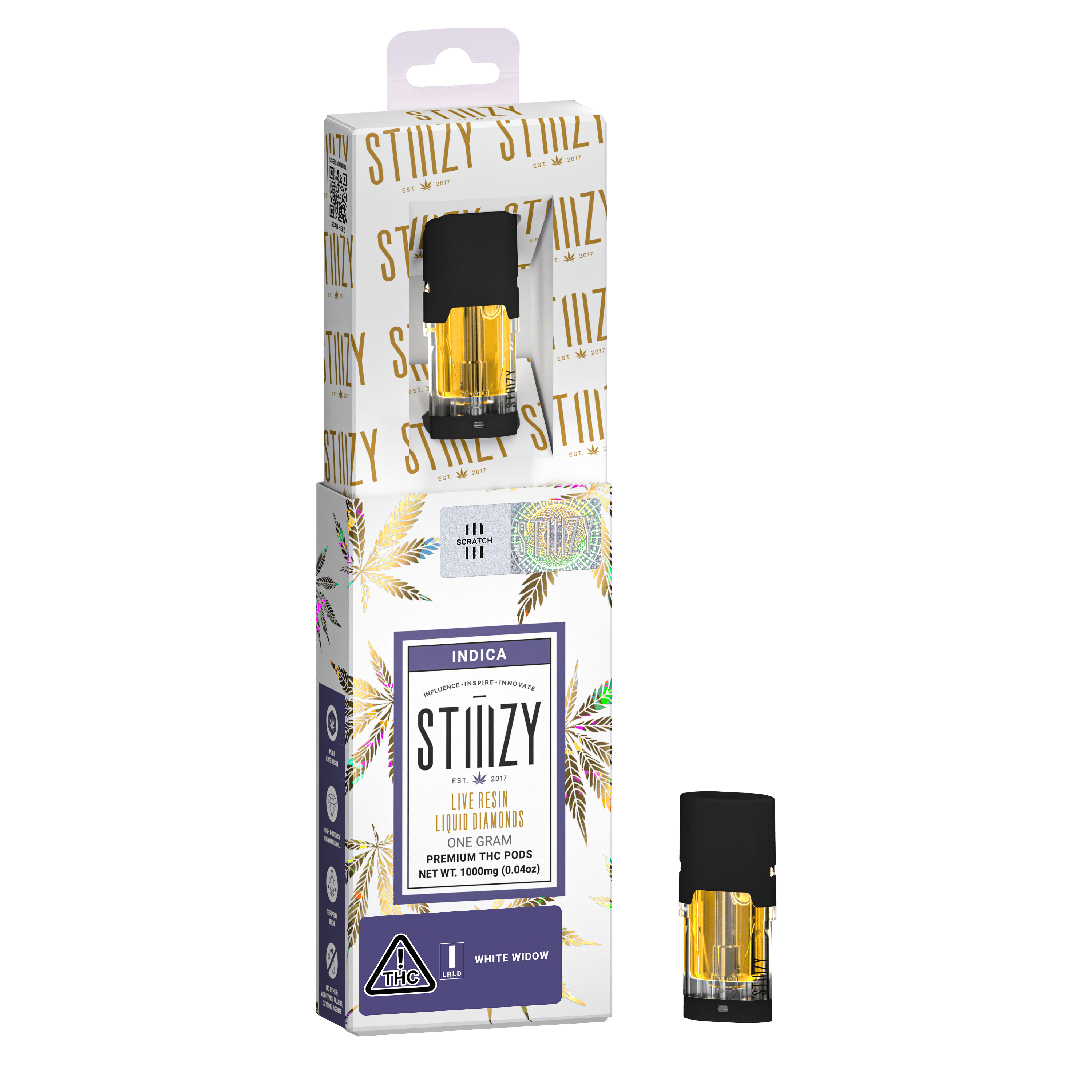 STIIIZY - Vape Cartridge - WHITE WIDOW 1G Live Resin Liquid Diamonds Pod - STIIIZY - 1