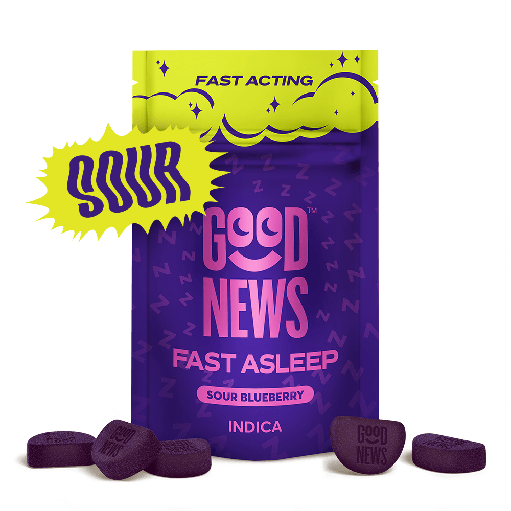 Good News - Fast Asleep | Sour Blueberry Gummies | 100mg | 20ct | 5mg/ea - 1