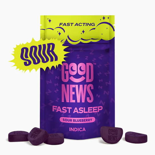 Good News - Fast Asleep | Sour Blueberry Gummies | 100mg | 20ct | 5mg/ea - 1