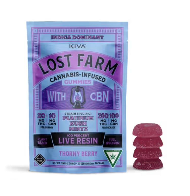 Lost Farm - Platinum Kush Mintz' 2:1THC:CBN Live Resin Gummies | 200mg | 10ct | 20mg/ea - 1