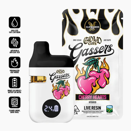 Claybourne Co. - Cherry Hearts (1g) - Gassers All-In-One Live Resin Vape - 1