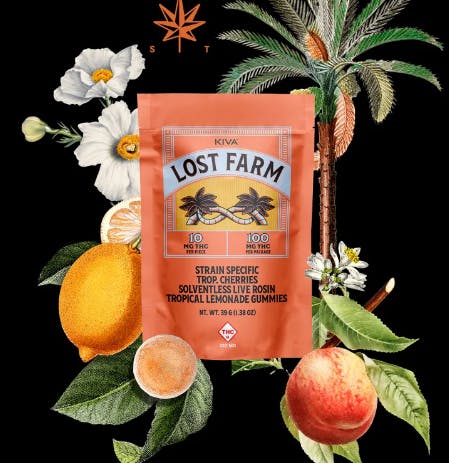 Lost Farm - Tropical 'Trop Cherries' Live Rosin Gummies | 100mg | 10ct | 10mg/ea - 1