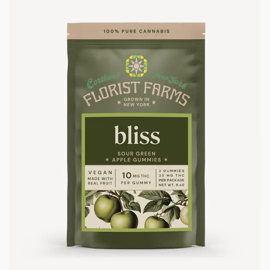 Florist Farms - Florist Farms | Bliss Sour Green Apple Gummies | 20mg | 2ct | 10mg/ea - 1