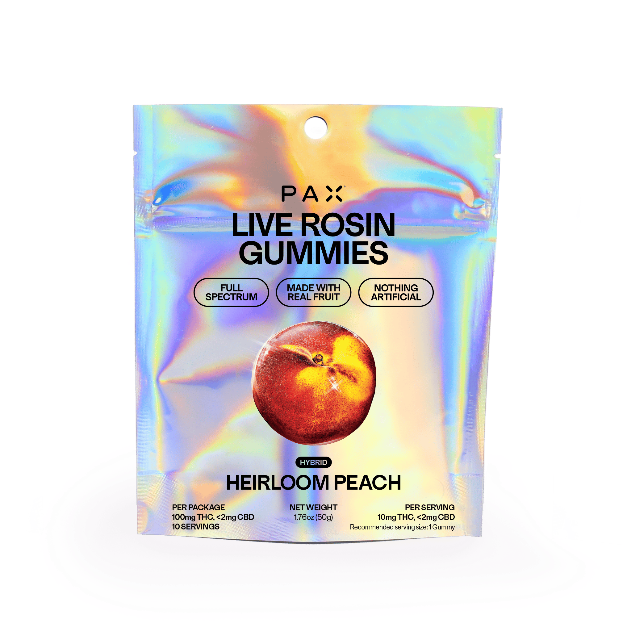 PAX - Heirloom Peach | Live Rosin Gummies | 10mg each | 10pk | 100mg - 1