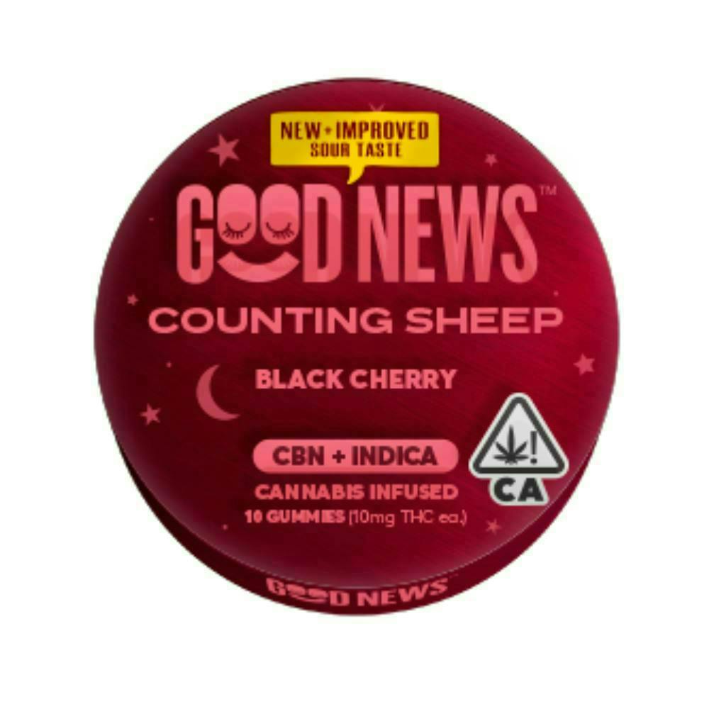 Good News - Counting Sheep | Black Cherry Sour Gummies + CBN | 100mg | 10ct | 10mg/ea - 1
