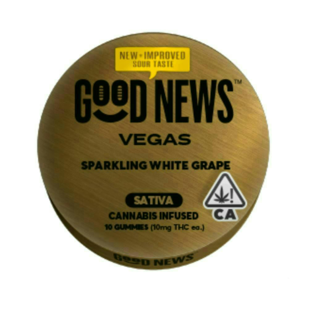 Good News - Vegas | White Grape Sour Gummies | 100mg | 10ct | 10mg/ea - 1