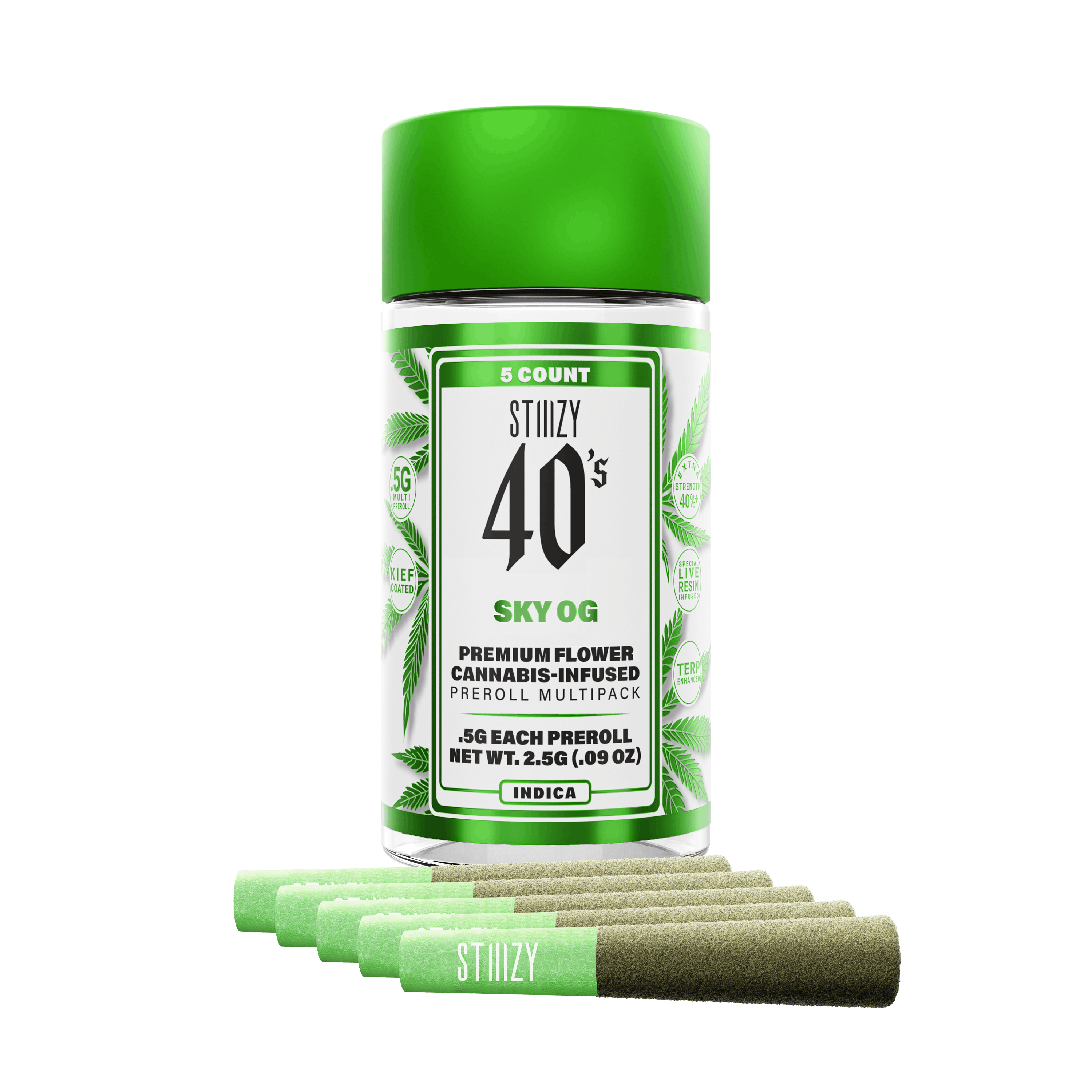 STIIIZY - - SKY OG - 0.5G 40's Infused Preroll 5 Pack - 1