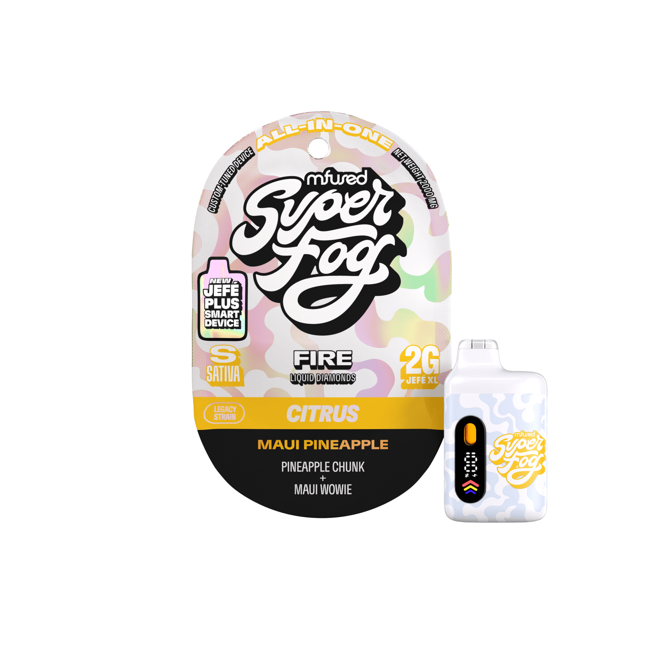 Super Fog by MFused - Maui Pineapple | FIRE Liquid Diamonds Jefé Plus Disposable | 2g - 1