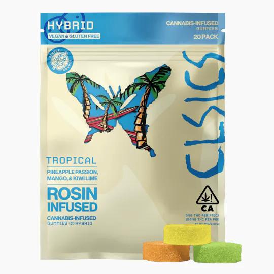 CLSICS Rosin & Rosin Infused Pre Rolls - Tropical Hybrid Live Rosin Infused Gummies - Party Pack - 20ct - 1