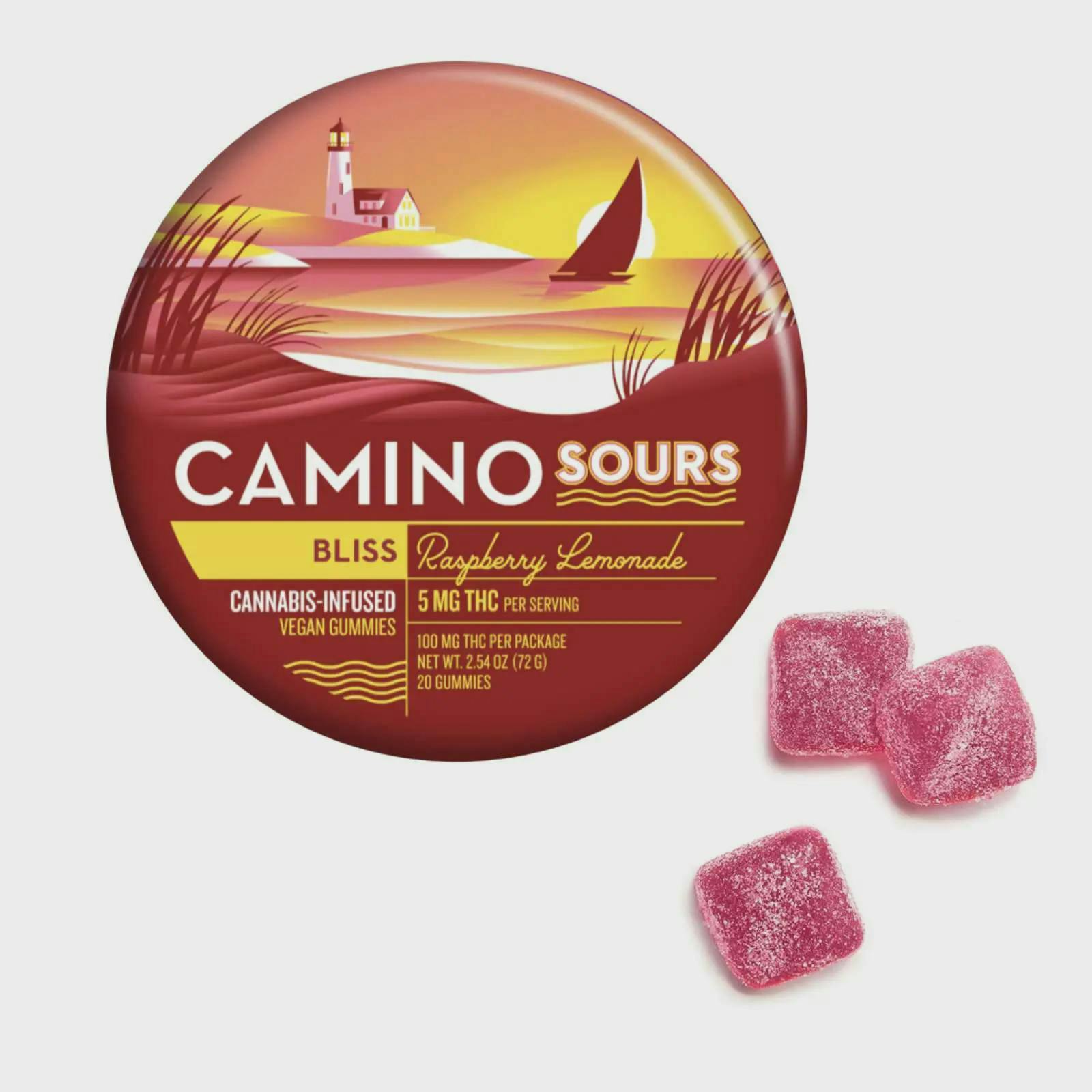 Camino - Bliss | Raspberry Lemonade Sours Gummies | 100mg | 20ct | 5mg/ea - 1