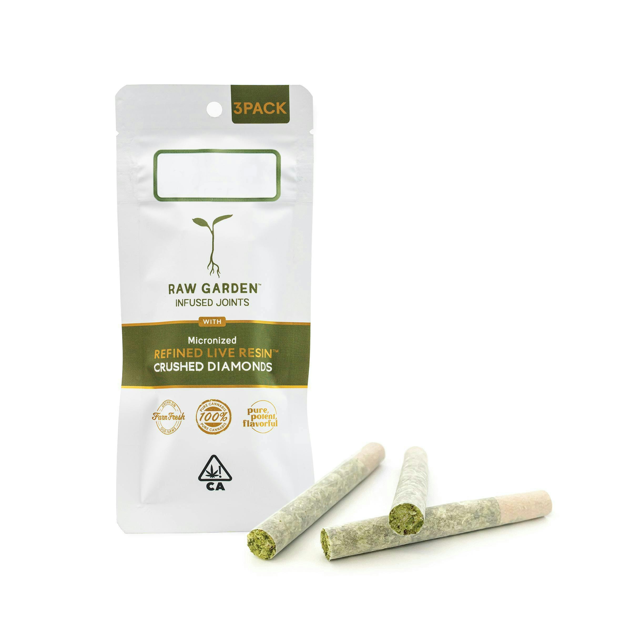 Raw Garden - Mendo Sherbert RLR™ Crushed Diamonds Infused (3) 0.5g Joints - 1
