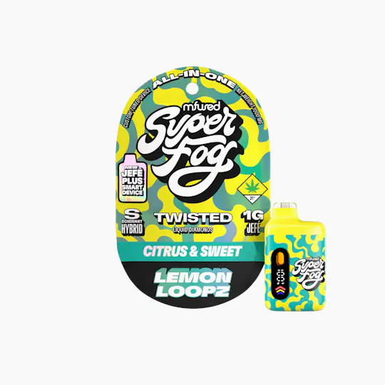 Super Fog by MFused - Lemon Loopz | TWISTED Liquid Diamonds Jefé Plus Disposable | 1g - 1