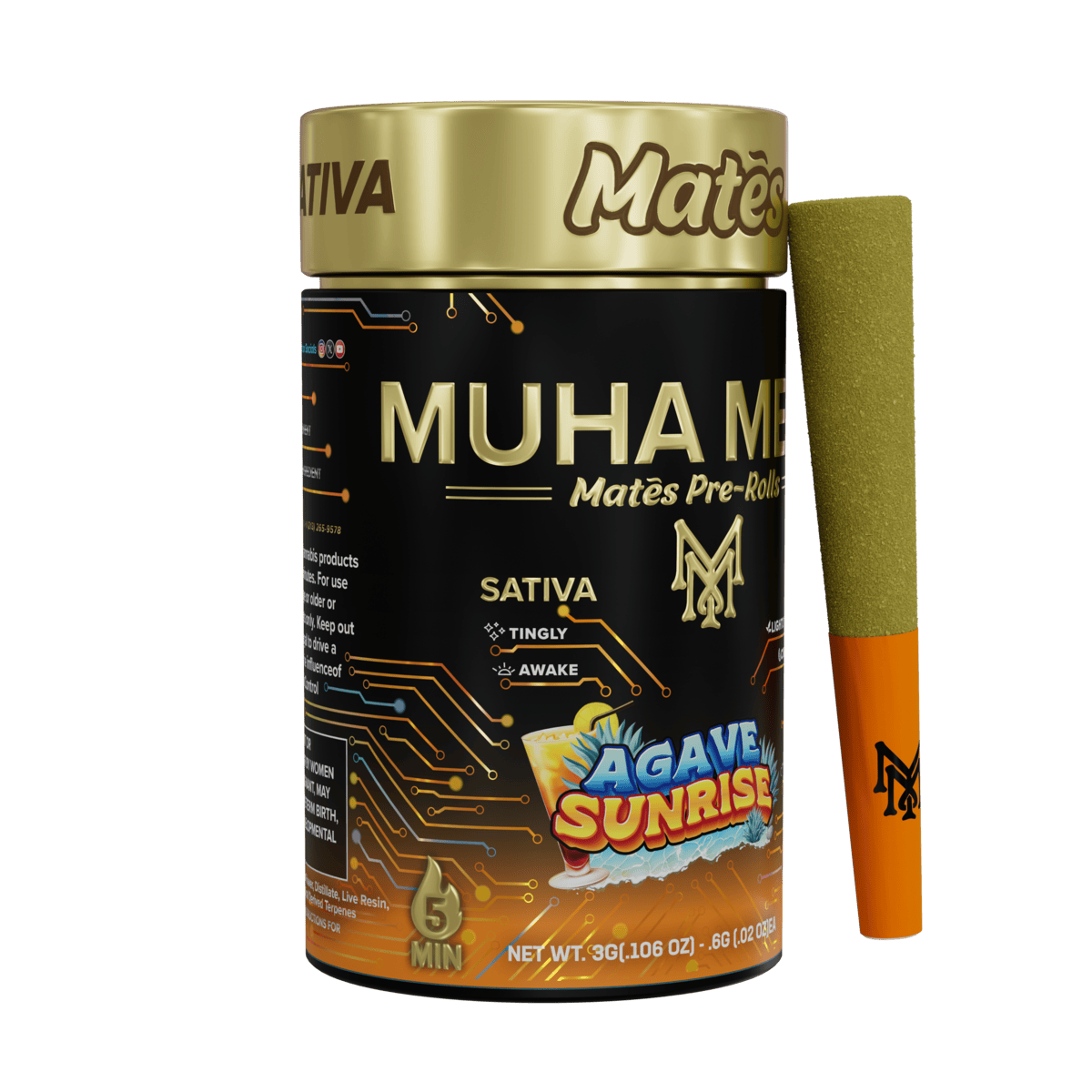Muha Meds - Agave Sunrise | Infused Joints | 0.6g each | 5pk - 1