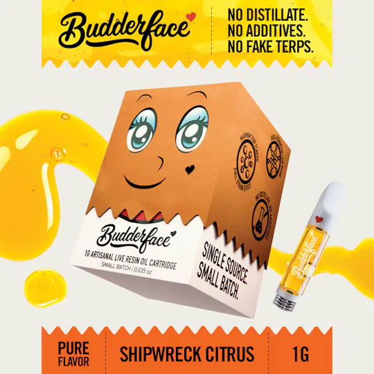 Budderface - BUDDERFACE | Shipwreck Citrus | 1G | Artisanal Live Resin 510 Vape Cart - 1