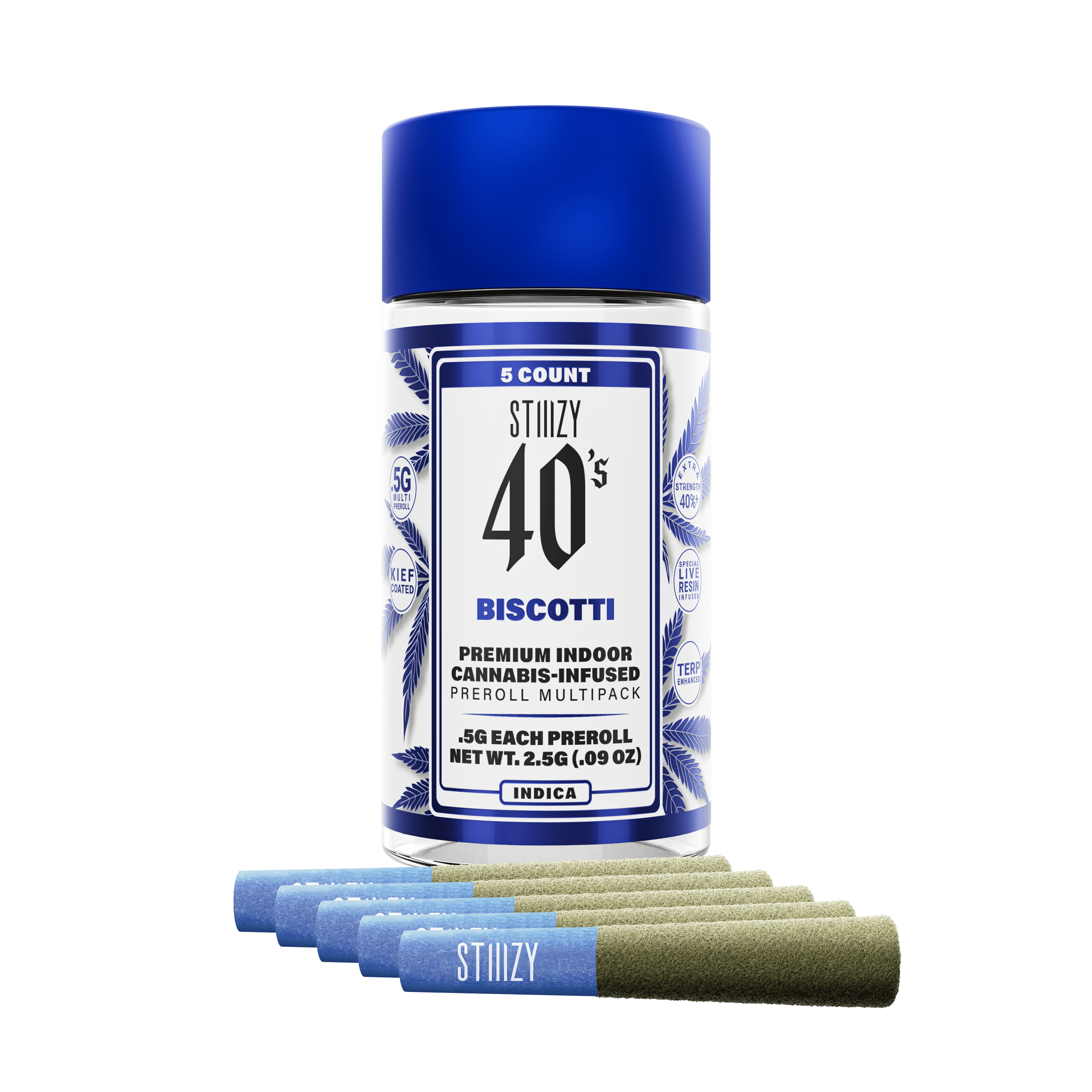STIIIZY - - BISCOTTI - .5G 40's Infused Preroll Pack - 1