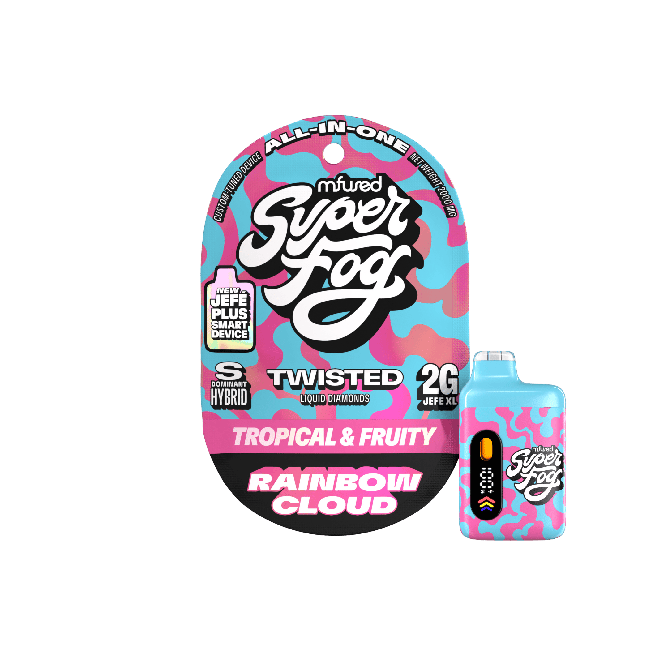 Super Fog by MFused - Rainbow Cloud | TWISTED Liquid Diamonds Jefé Plus Disposable | 2g - 1