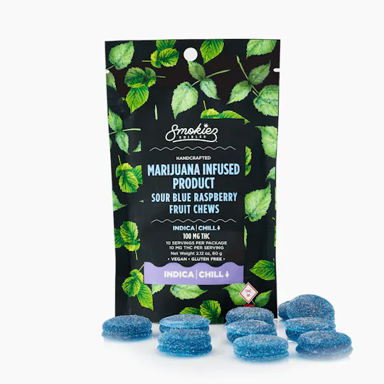 Smokiez Edibles - Sour Blue Raspberry Gummies | 100mg | 10ct | 10mg/ea - 1