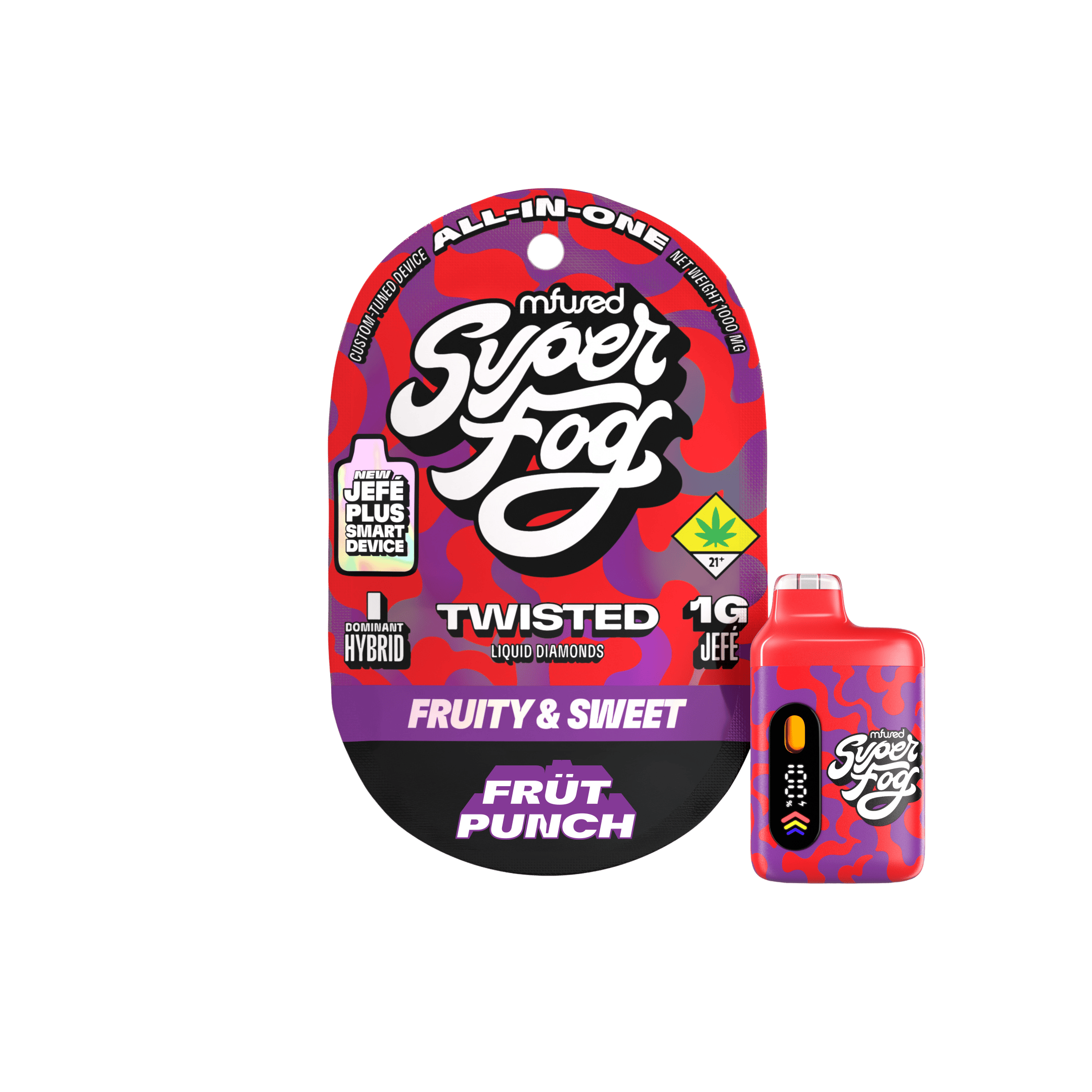 Super Fog by MFused - Früt Punch | TWISTED Liquid Diamonds Jefé Plus Disposable | 1g - 1