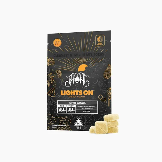 Heavy Hitters - Lights On | Maui Wowie 2:1 THC:THCV Gummies | 100mg THC | 5ct | 20mg/ea - 1