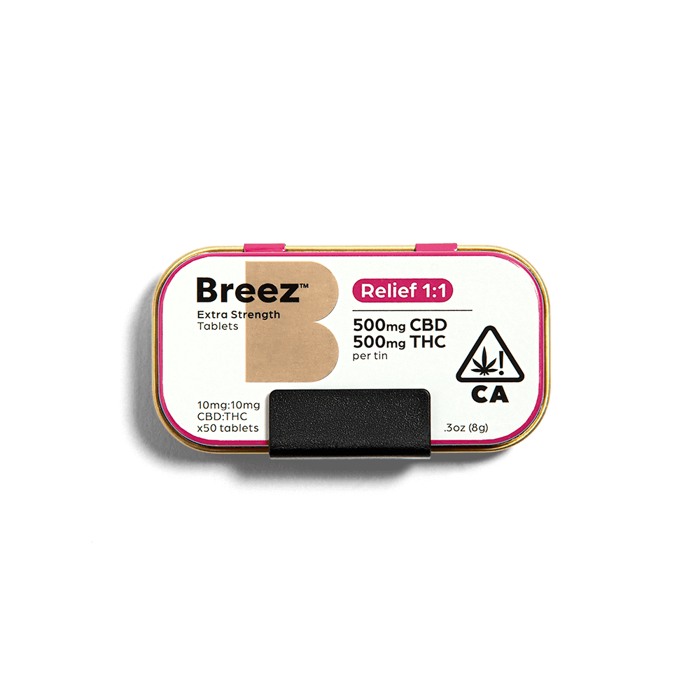 Breez - Breez | 1:1 Relief Extra Strength | Tablet | 500mg THC:CBD | 50ct | 20mg/ea - 1