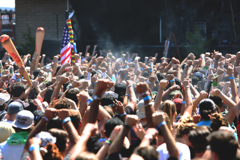 Crowd celebrating 420