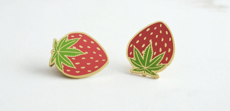 Sleepy Mountain strawberry-cannabis pin