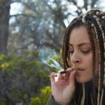 Lady smoking a joint