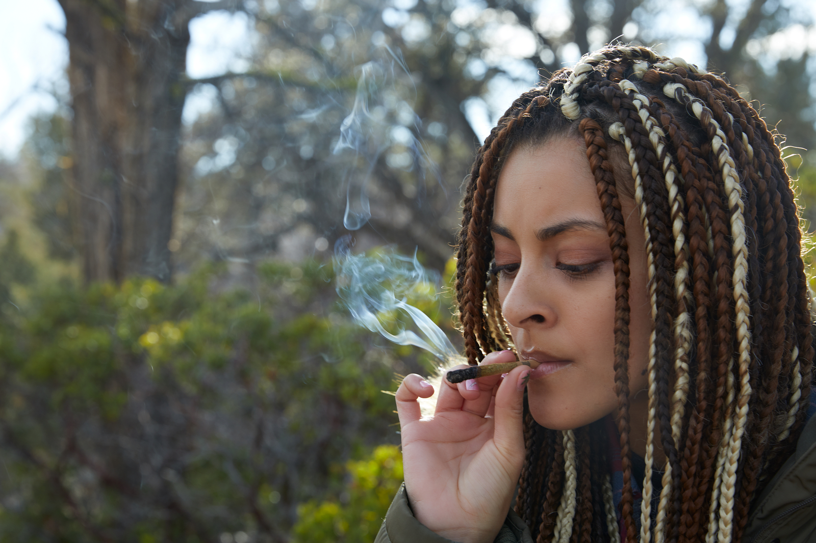 Lady smoking a joint