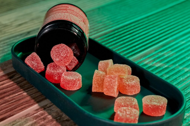cannabis gummies on tray