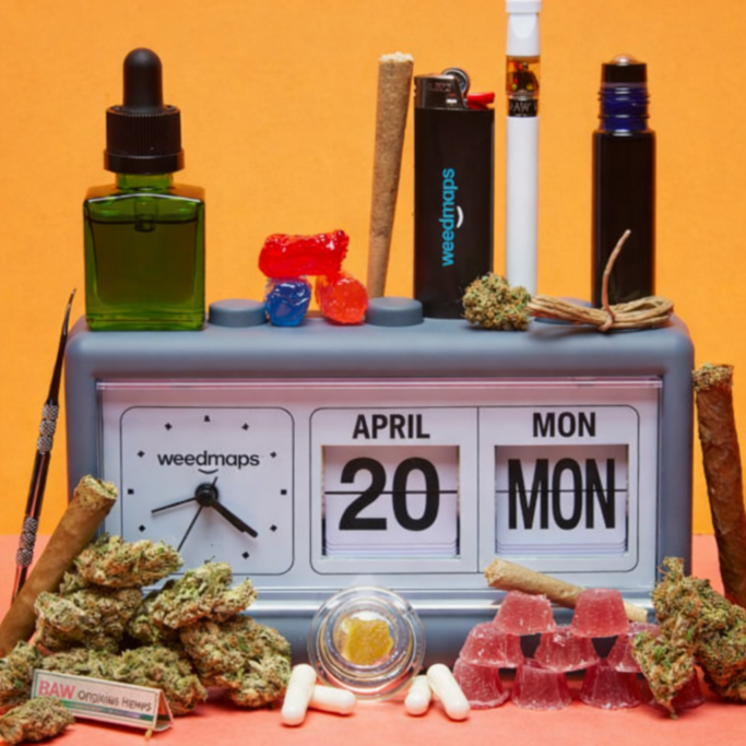 4:20 on clock and cannabis products