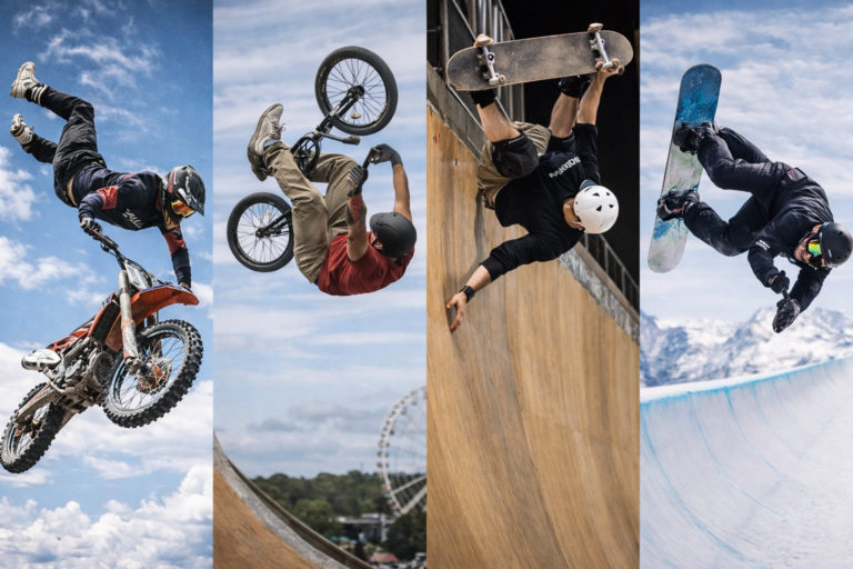Freestyle motocross, BMX big air, skate vert, snowboard halfpipe