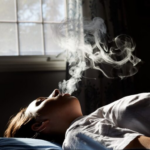 smoking on bed