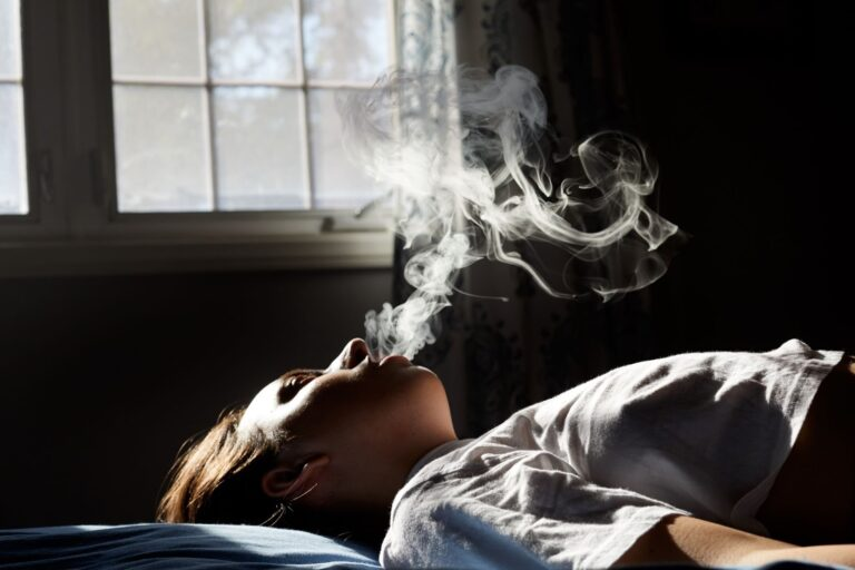 smoking on bed