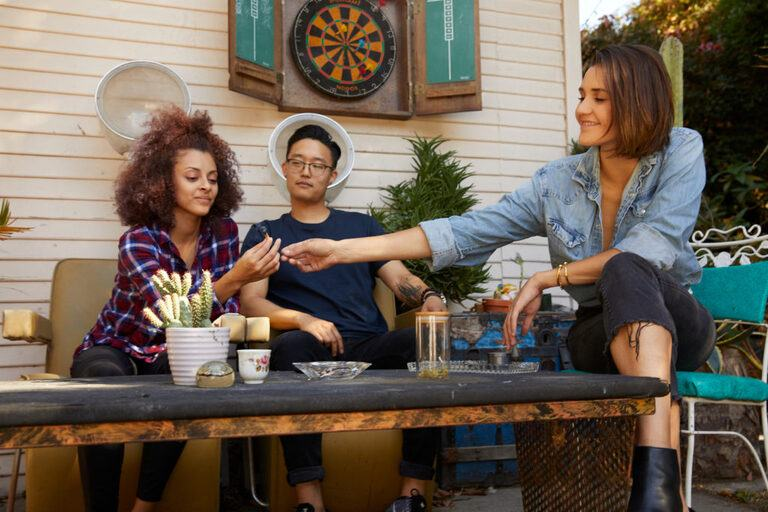 Friends, consuming cannabis