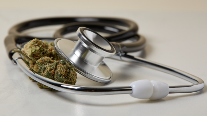Stethoscope with cannabis nugs